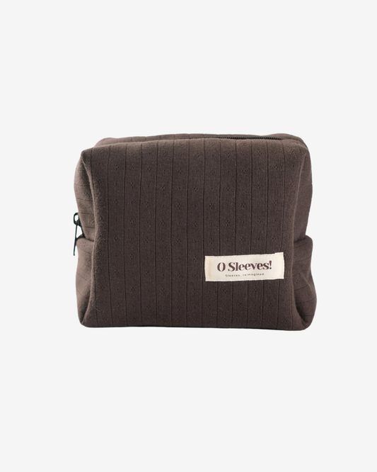 Hazel Pointelle Makeup Bag - Espresso