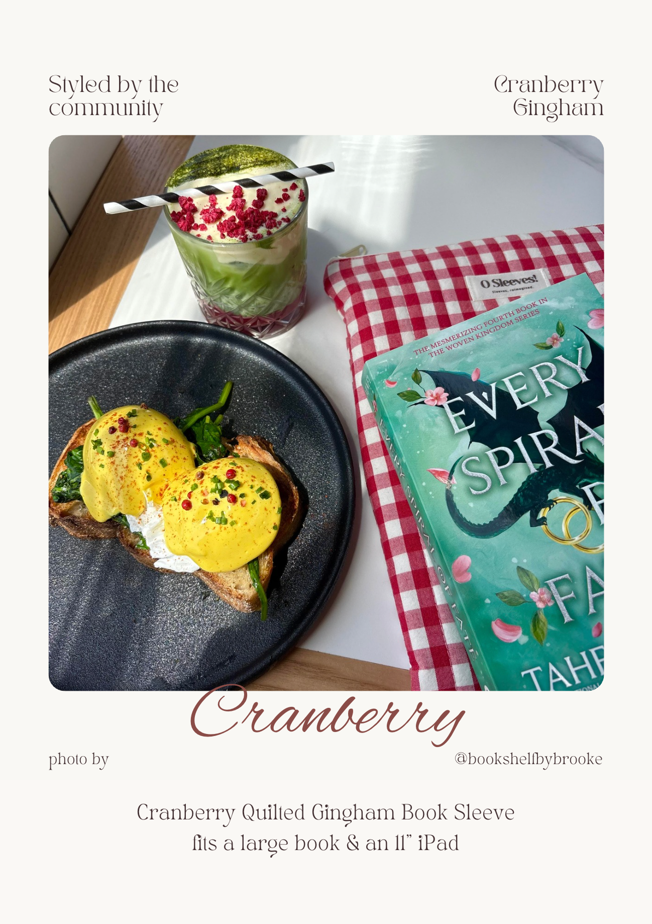 Cranberry Quilted Gingham Book Sleeve - O Sleeves!