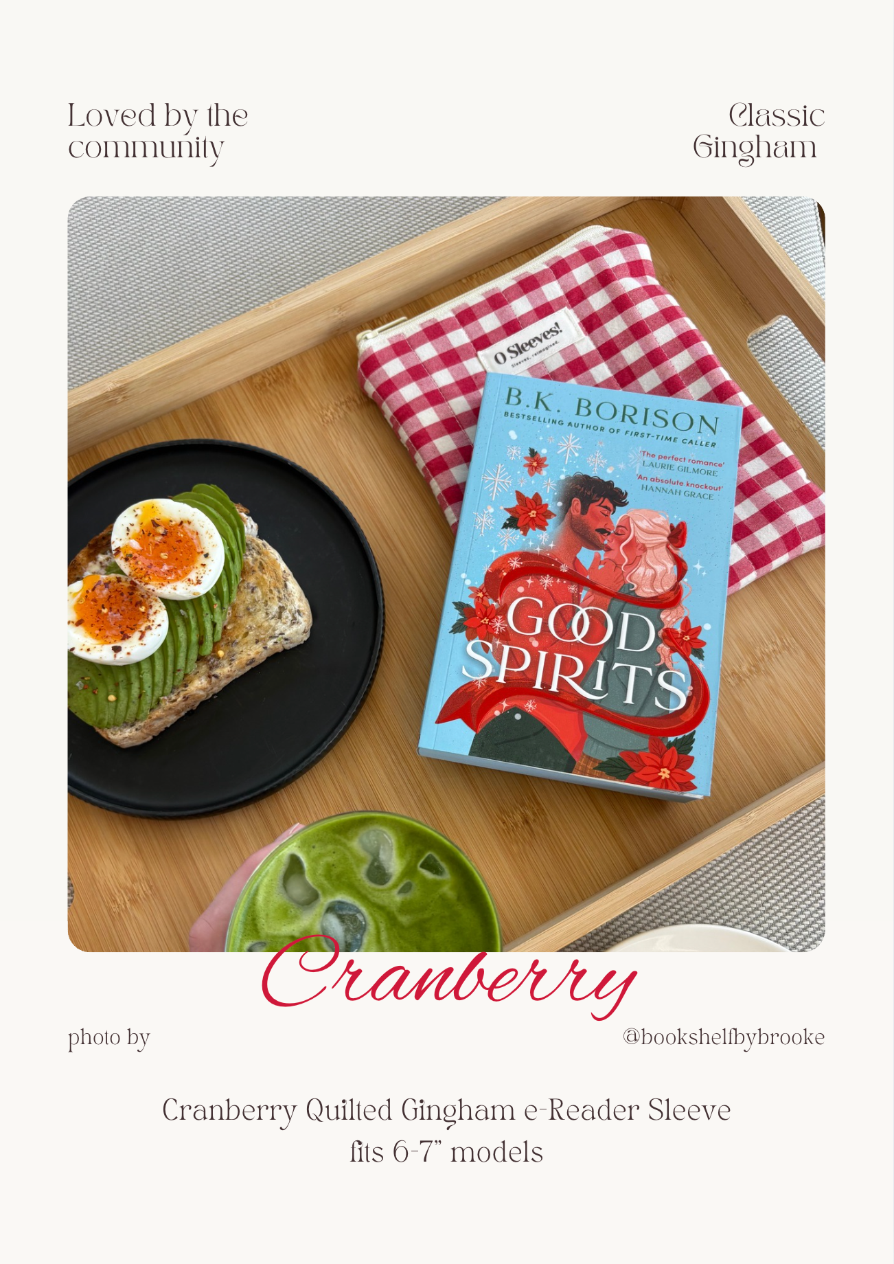 Cranberry Gingham e-Reader Sleeve