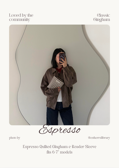 Espresso Quilted Gingham e-Reader Sleeve