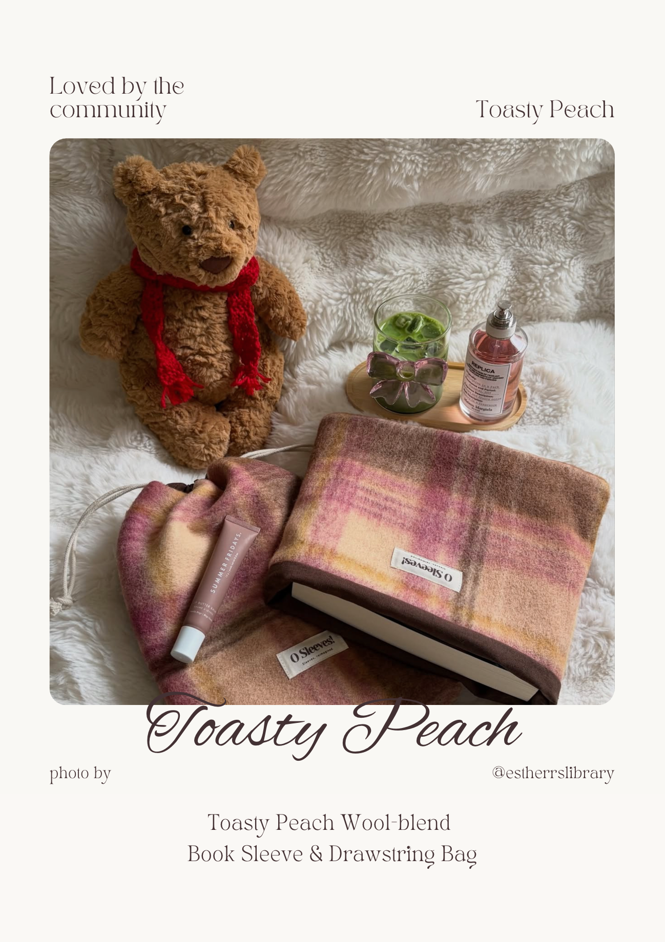 Limited: Toasty Peach Wool-Blend Drawstring Bag