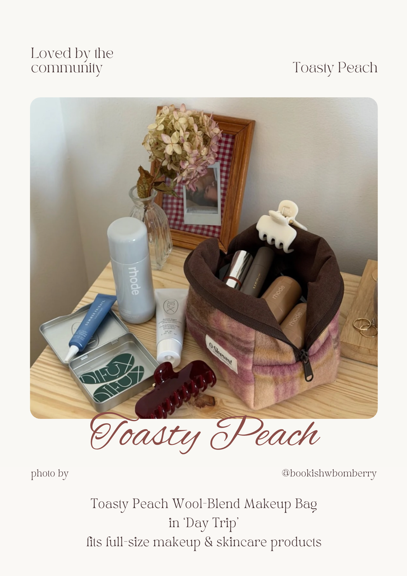 Limited: Toasty Peach Wool-Blend Makeup Bag